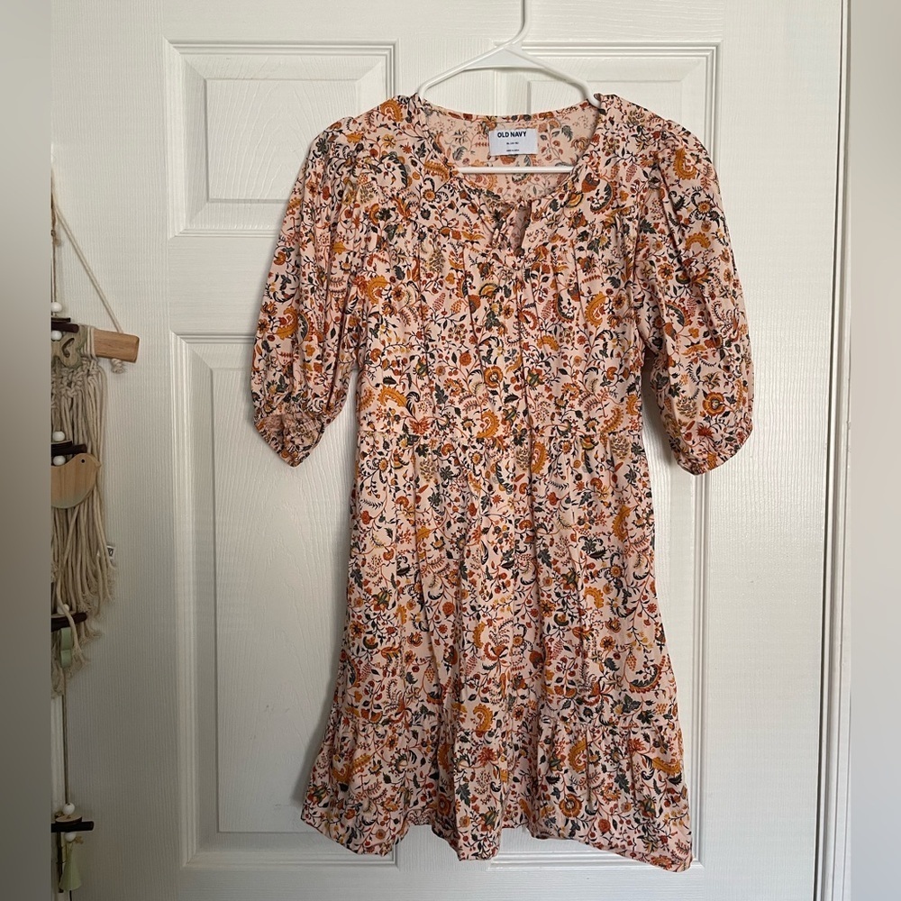 NWOT Old Navy Floral Tie-Front Dress in Orange Size XL Girls (14-16)